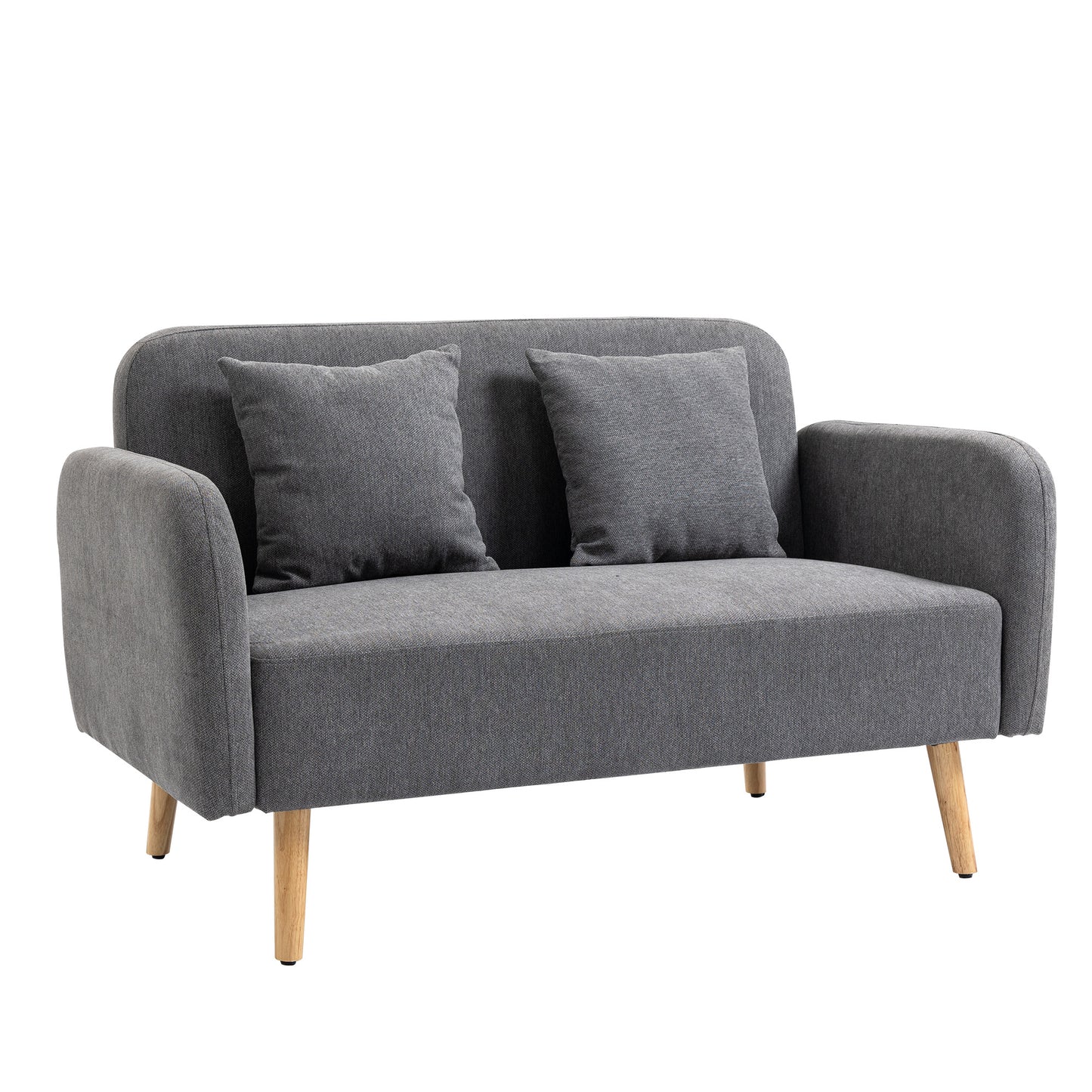HOMCOM Doppelsofa  Loveseat mit Kissen, einstellbare Fußrasten, samtartiges Polyester, Gummiholz, Schaumstoff, 2-Sitzer, Stoffbezug  Aosom