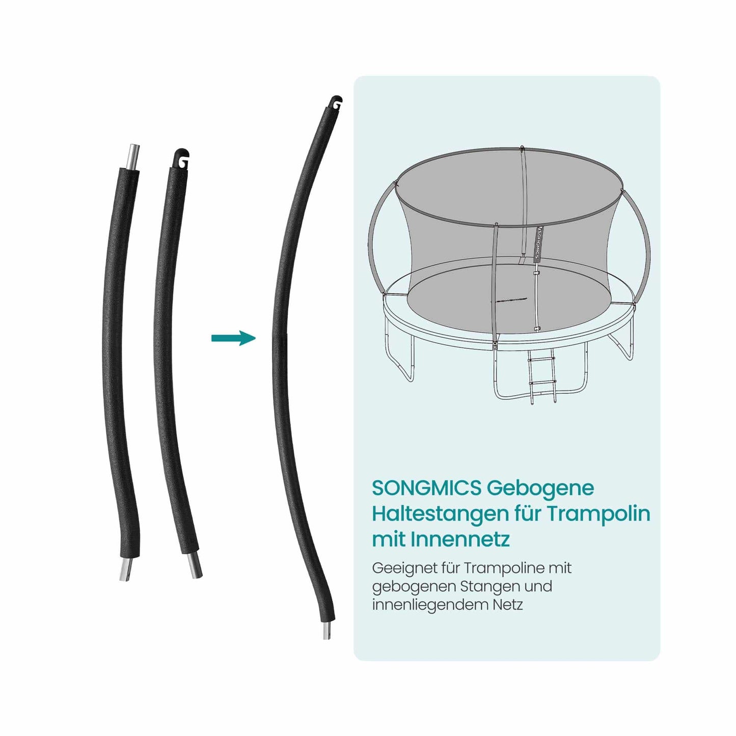 Gebogene Haltestangen für Trampolin mit Innennetz