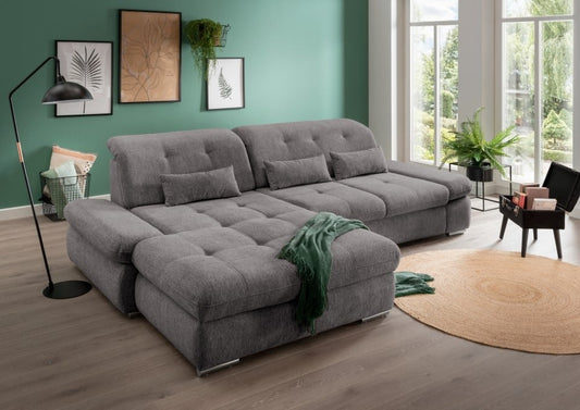 Multifunktionales Ecksofa Dalida mit Schlaffunktion, Sitztiefenverstellung und verstellbaren Kopfteilen von Benformato