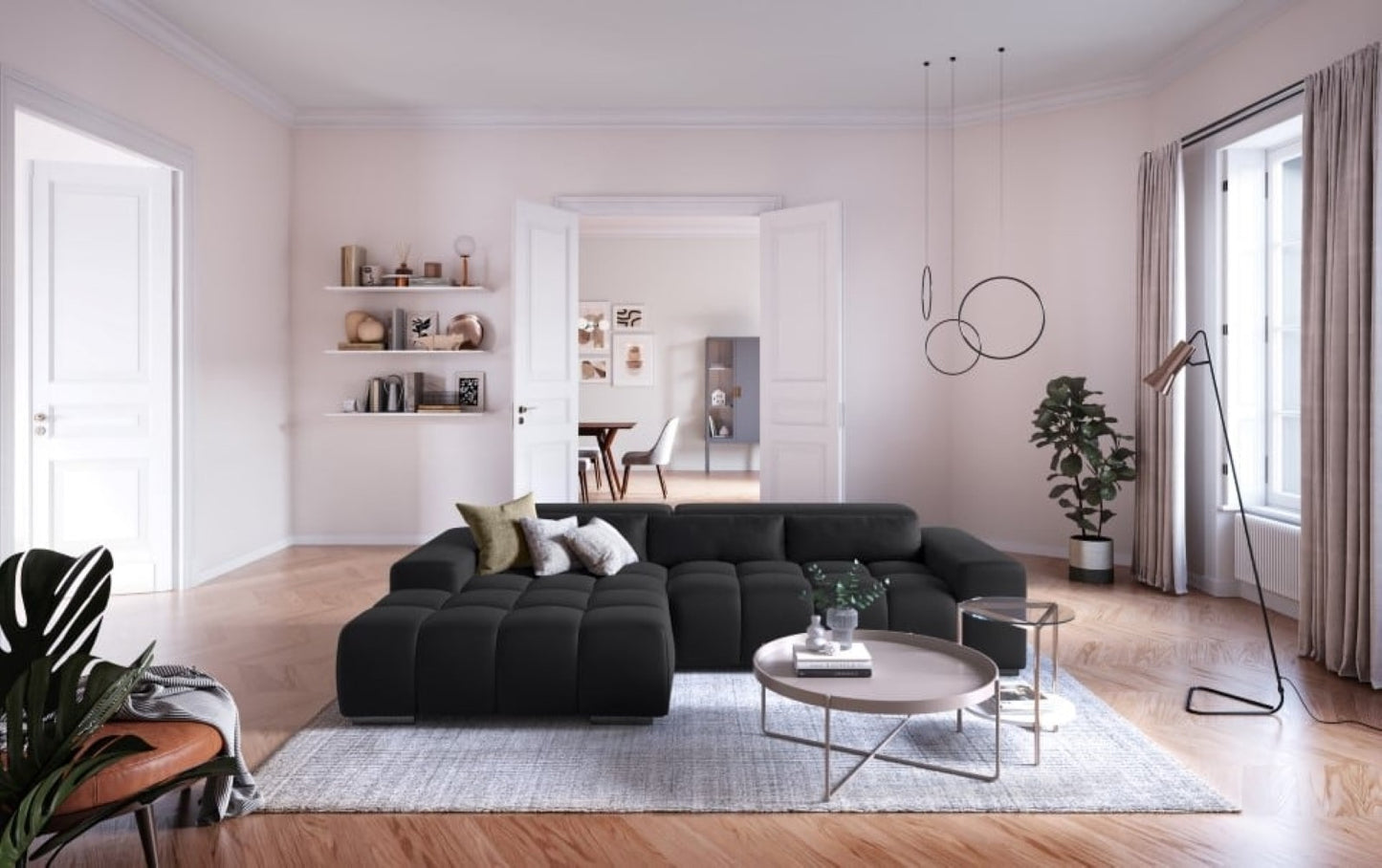 Cotta Sofa Orion – Modernes Komfortsofa Farbe Schwarz mit Elektronischem Sitzvorschub und Verstellbaren Kopflehnen