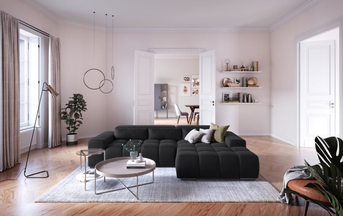 Cotta Sofa Orion – Modernes Komfortsofa Farbe Schwarz mit Elektronischem Sitzvorschub und Verstellbaren Kopflehnen