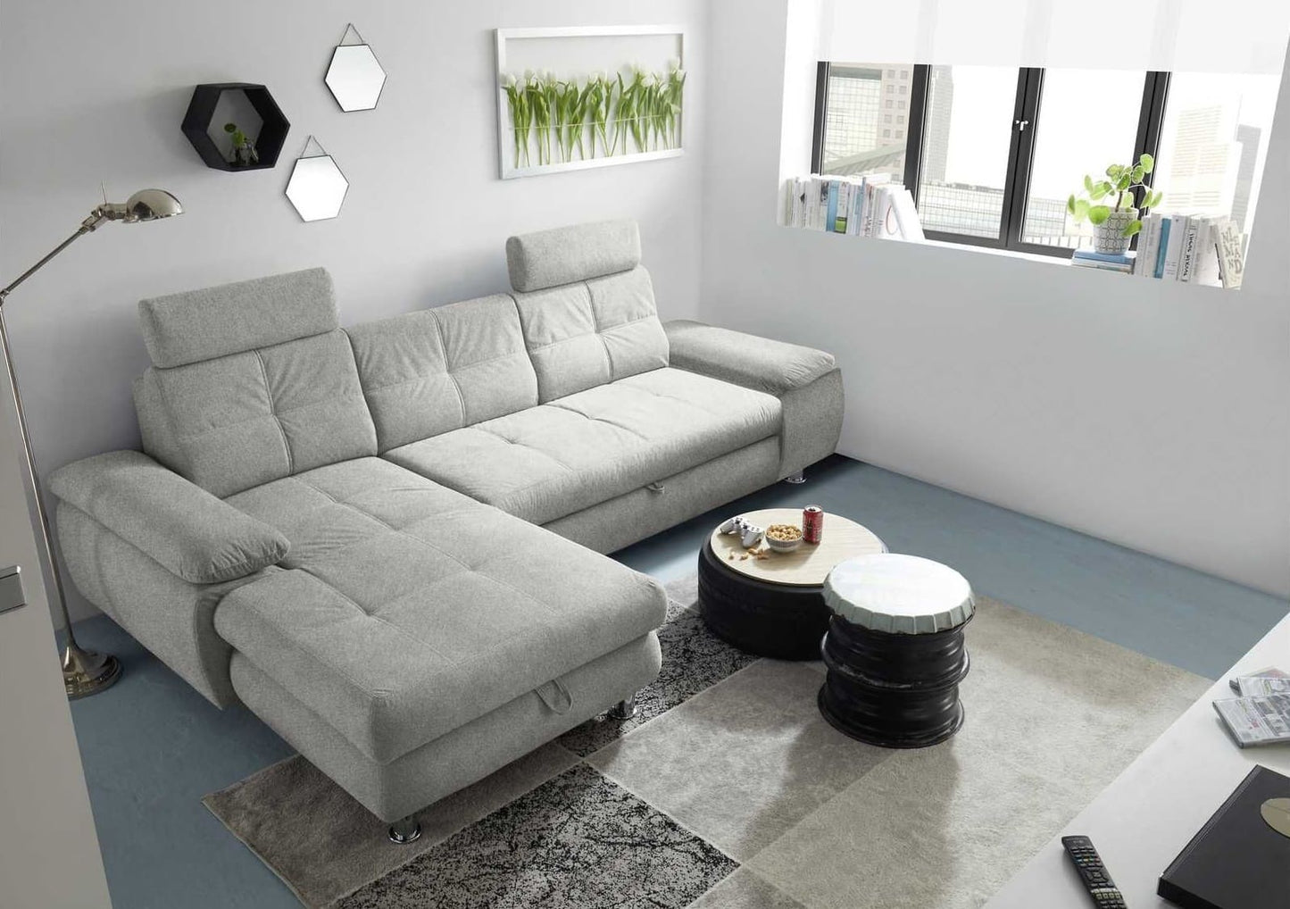 Ecksofa Alba von Ed Exciting Design – Stilvolles Sofa mit Stoff Brego, Schlaffunktion &amp; Bettkasten, beidseitig bestellbar