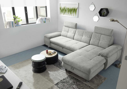 Ecksofa Alba von Ed Exciting Design – Stilvolles Sofa mit Stoff Brego, Schlaffunktion &amp; Bettkasten, beidseitig bestellbar