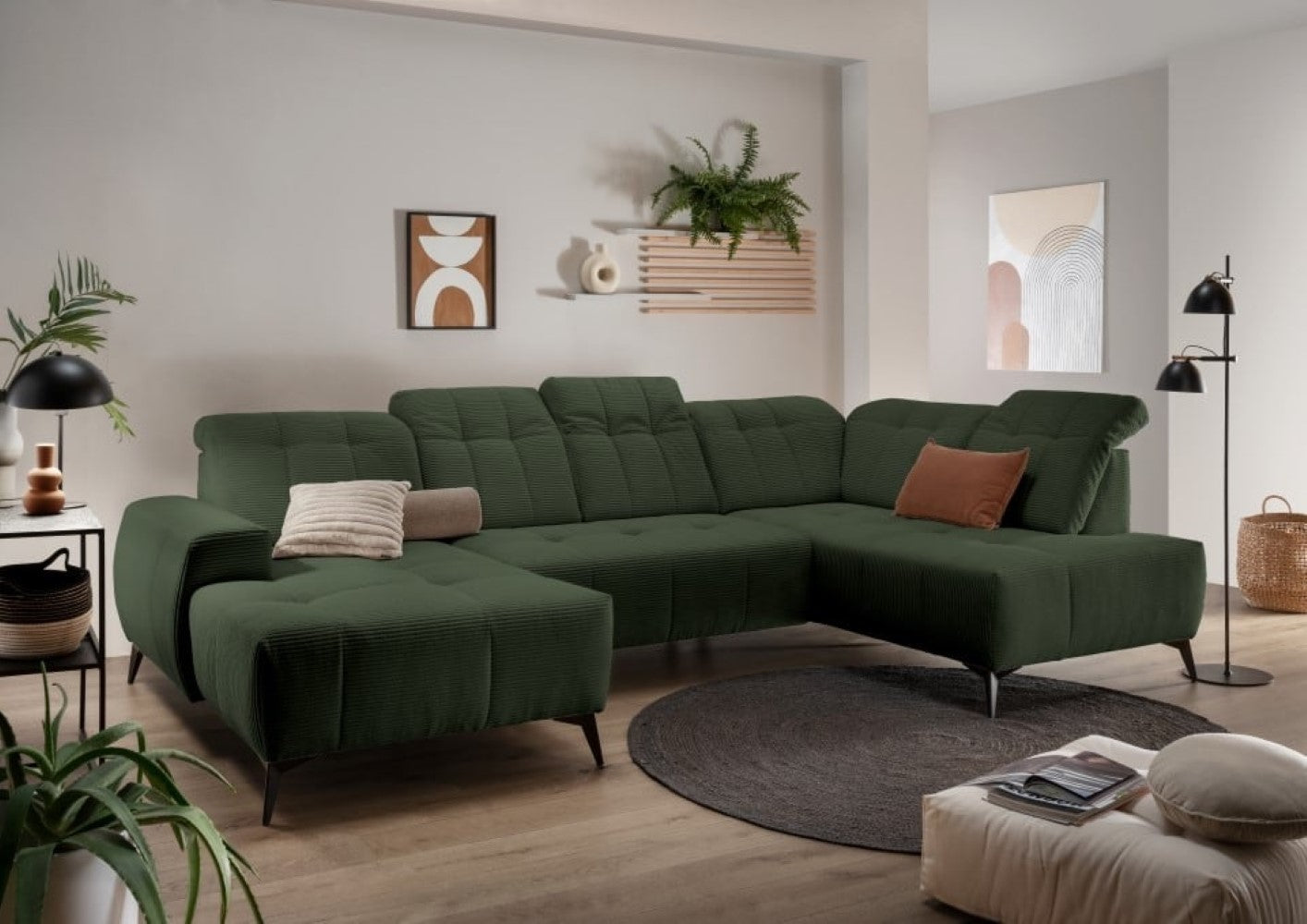 Cord Sofa grün - Sano - Elektrofunktion