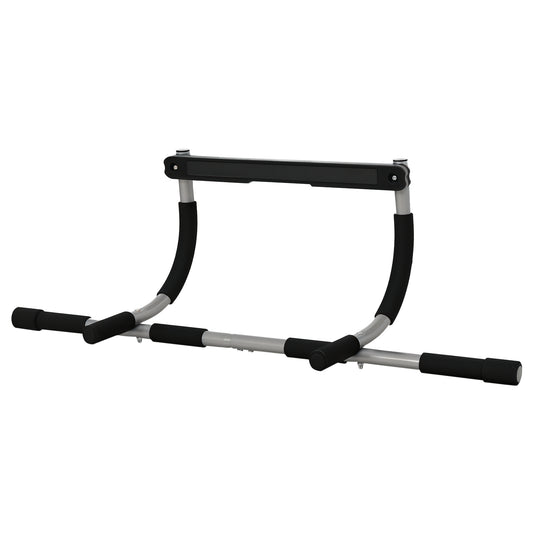 HOMCOM Klimmzugstange Multifunktions-Trainingshalterung Türreck aus Stahl mit Schaumstoffgriffen Schwarz Grau 92x40x17cm für Fitness Zuhause   Aosom.de