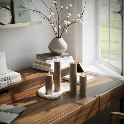 LED-Blockkerzen-Paket – Karamell – 2x 5 x 12,5 | 2x 5 x 20 cm