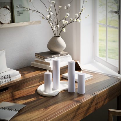 LED-Blockkerzen-Set – Verblasst Blau – 2x 5 x 12,5 | 2x 5 x 20 cm