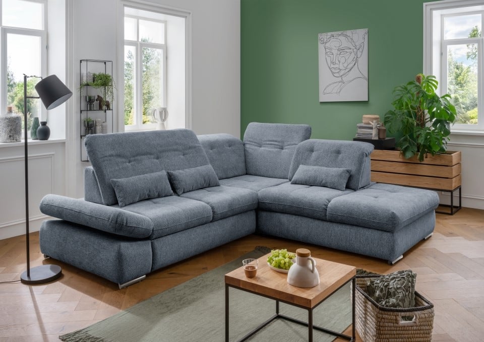 Stylisches Ecksofa Dalida von Benformato mit Schlaffunktion und variabler Sitztiefe – Modernes XXL-Sofa
