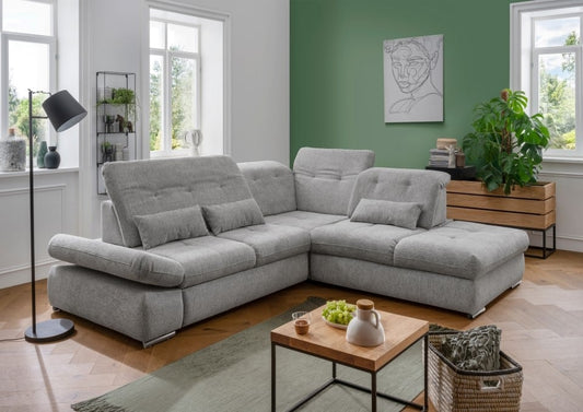 Stylisches Ecksofa Dalida von Benformato mit Schlaffunktion und variabler Sitztiefe – Modernes XXL-Sofa
