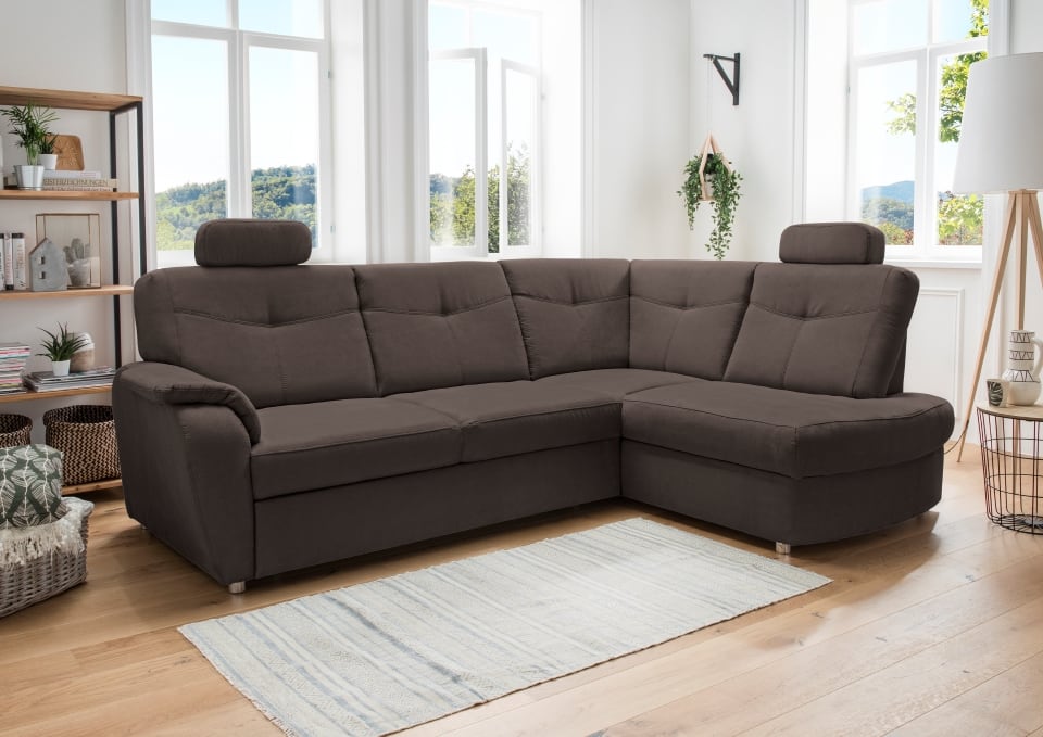 Stylisches Ecksofa Edna von Benformato mit Schlaffunktion und Bettkasten - Verschiedene Farben erhältlich