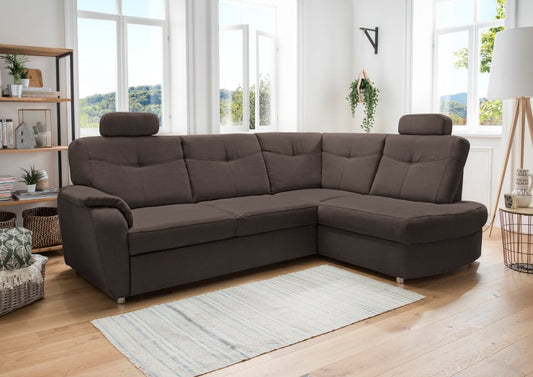 Stylisches Ecksofa Edna von Benformato mit Schlaffunktion und Bettkasten - Verschiedene Farben erhältlich