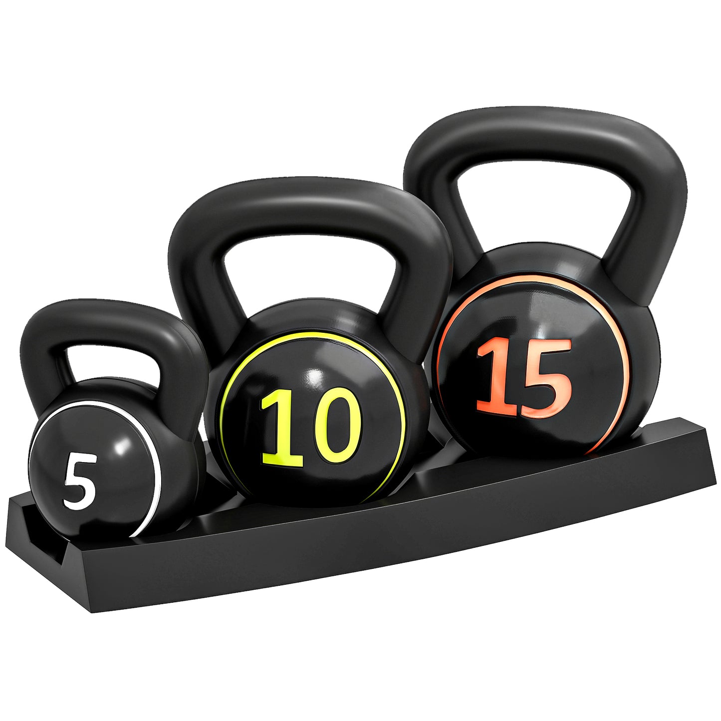 HOMCOM Kettlebell, 2,2kg, 4,5kg, 6,8kg Kugelhantel, 3er Set Kugelgewicht für Gymnastik, Krafttraining, Schwarz   Aosom