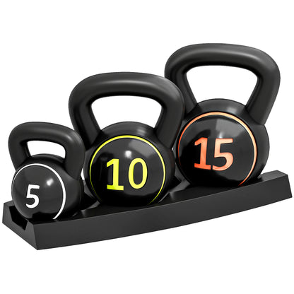 HOMCOM Kettlebell, 2,2kg, 4,5kg, 6,8kg Kugelhantel, 3er Set Kugelgewicht für Gymnastik, Krafttraining, Schwarz   Aosom