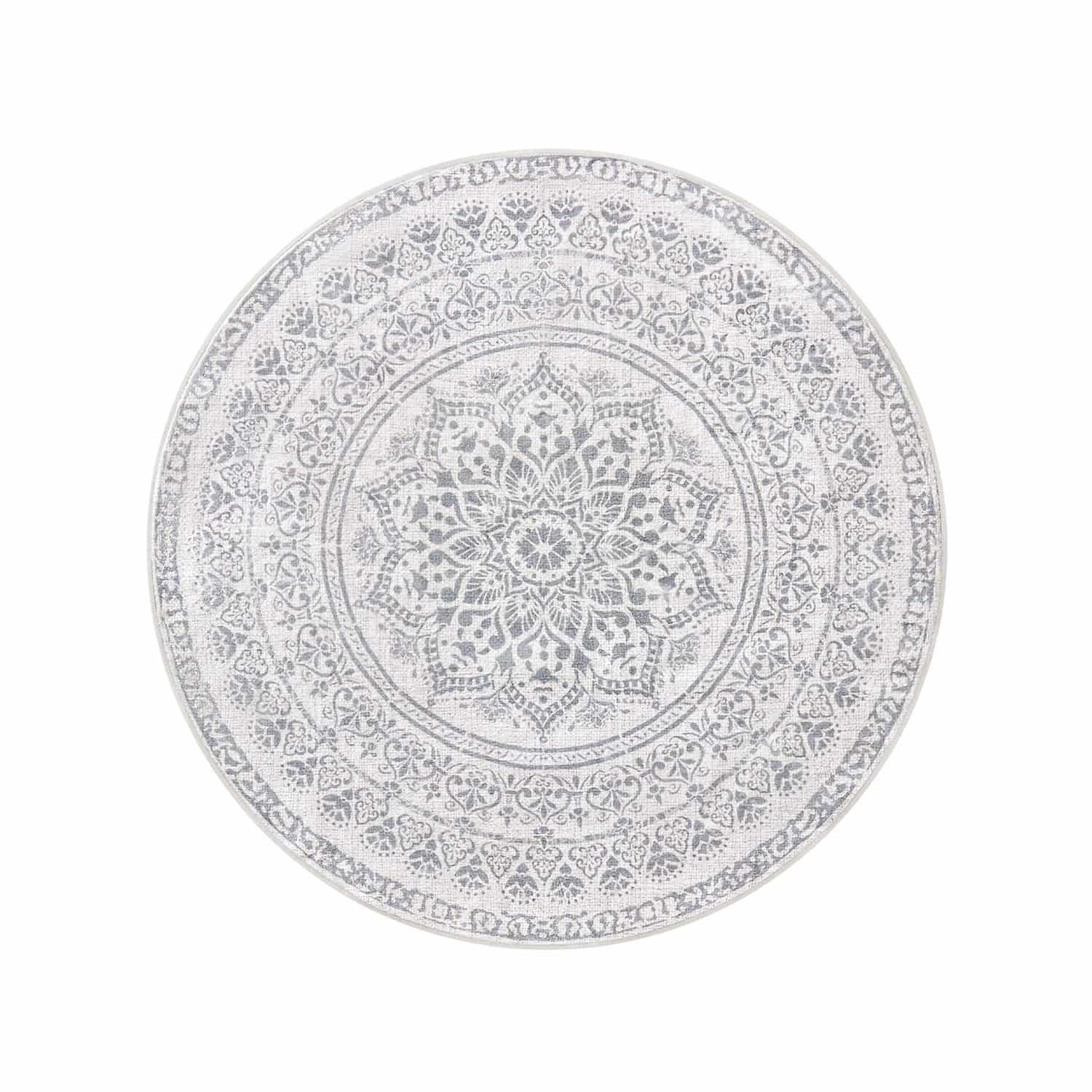 Teppich rund 120 cm d Boho-Stil taubengrau