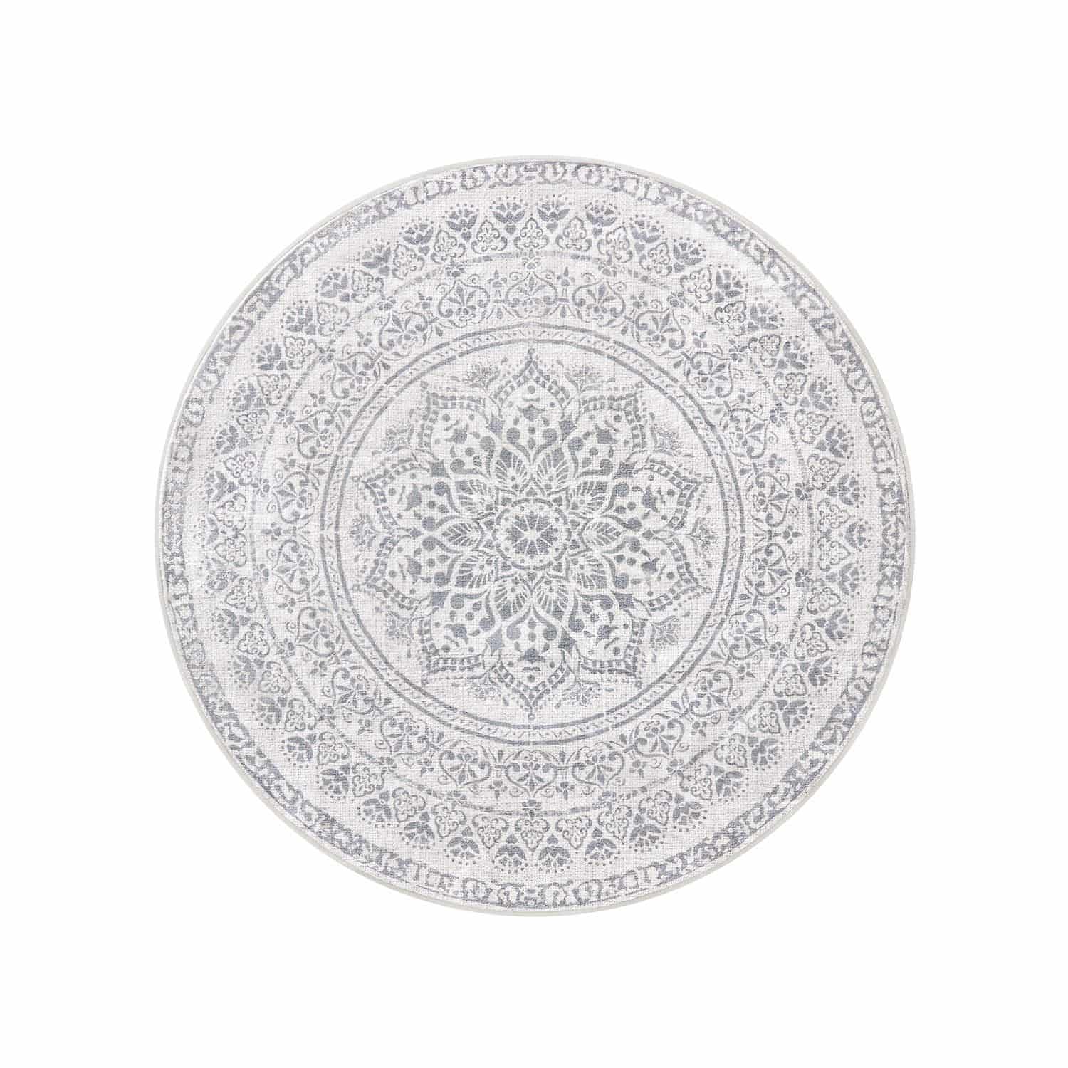 Teppich rund 160 cm d Boho-Stil taubengrau