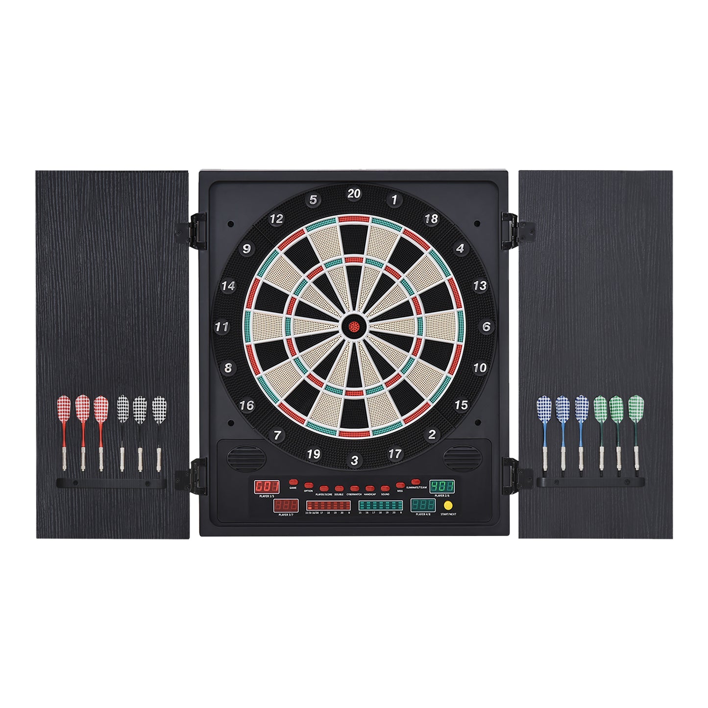 HOMCOM Elektronische Dart-set, Dartboard, Dartscheibe mit 12 Darts, Schwarz+Weiß, 27 Spiele und 202 Trefferoptionen für 8 Spieler, 51 x 6,5 x 57 cm   Aosom