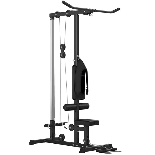 SPORTNOW Kraftstation für Zuhause multifunktionale Fitnessstation mit Latzugstange Seilzugsystem, bis 50 kg Gewichte Fitnessgeräte für Homegym Krafttraining   Aosom