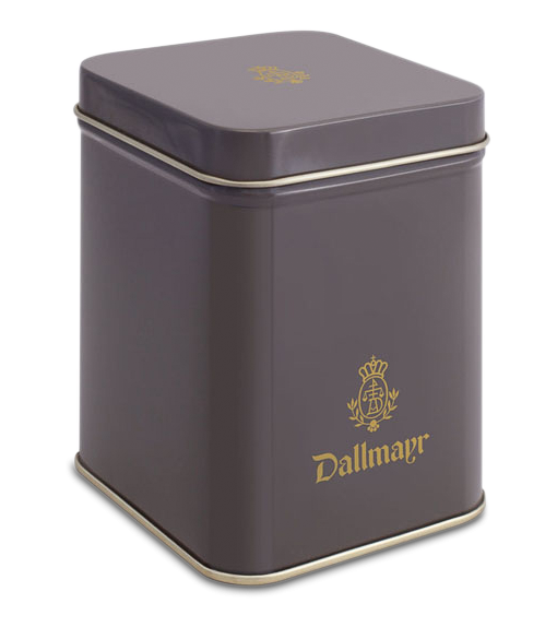 Teedose leer, dunkelgrauDallmayr Logo, Inhalt 100g