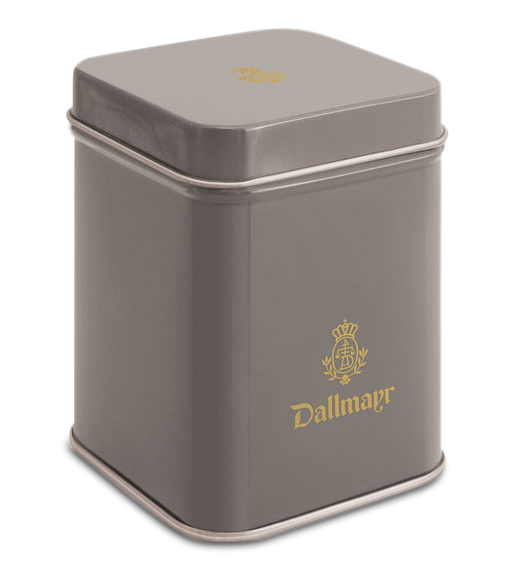 Teedose leer, hellgrauDallmayr Logo, Inhalt 50g