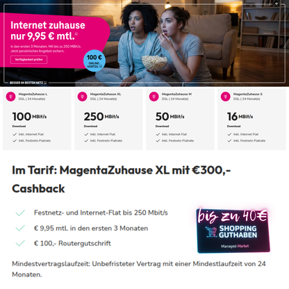 Telekom Magenta Zuhause + 40€ Shopping-Power