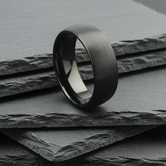 The Antares - 8mm Brushed Black Tungsten Ring