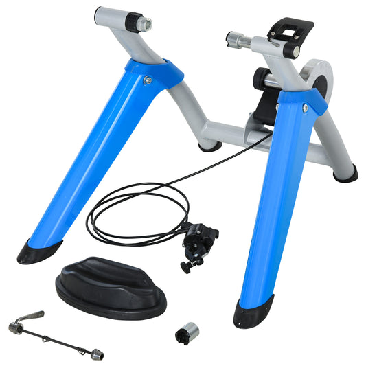HOMCOM Rollentrainer Fahrradtrainer Heimtrainer mit 8-Stufen Widerstand und Magnetbremse für 650C 700C 26-29 Zoll, Metall Blau, kompakt 77x56x47,5cm   Aosom.de