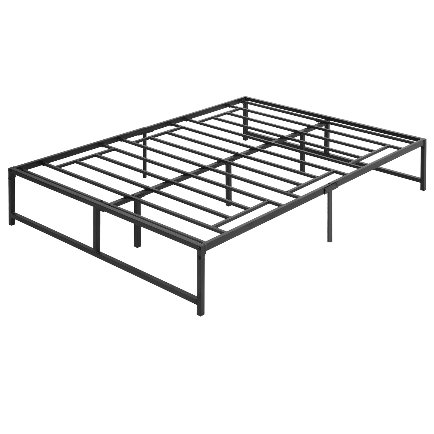 HOMCOM Bettgestell 140 x 190 cm, Doppelbett für 2 Personen aus Stahl, Höhe 31 cm mit Stauraum, Lattenrost, leicht montierbar, schwarz   Aosom