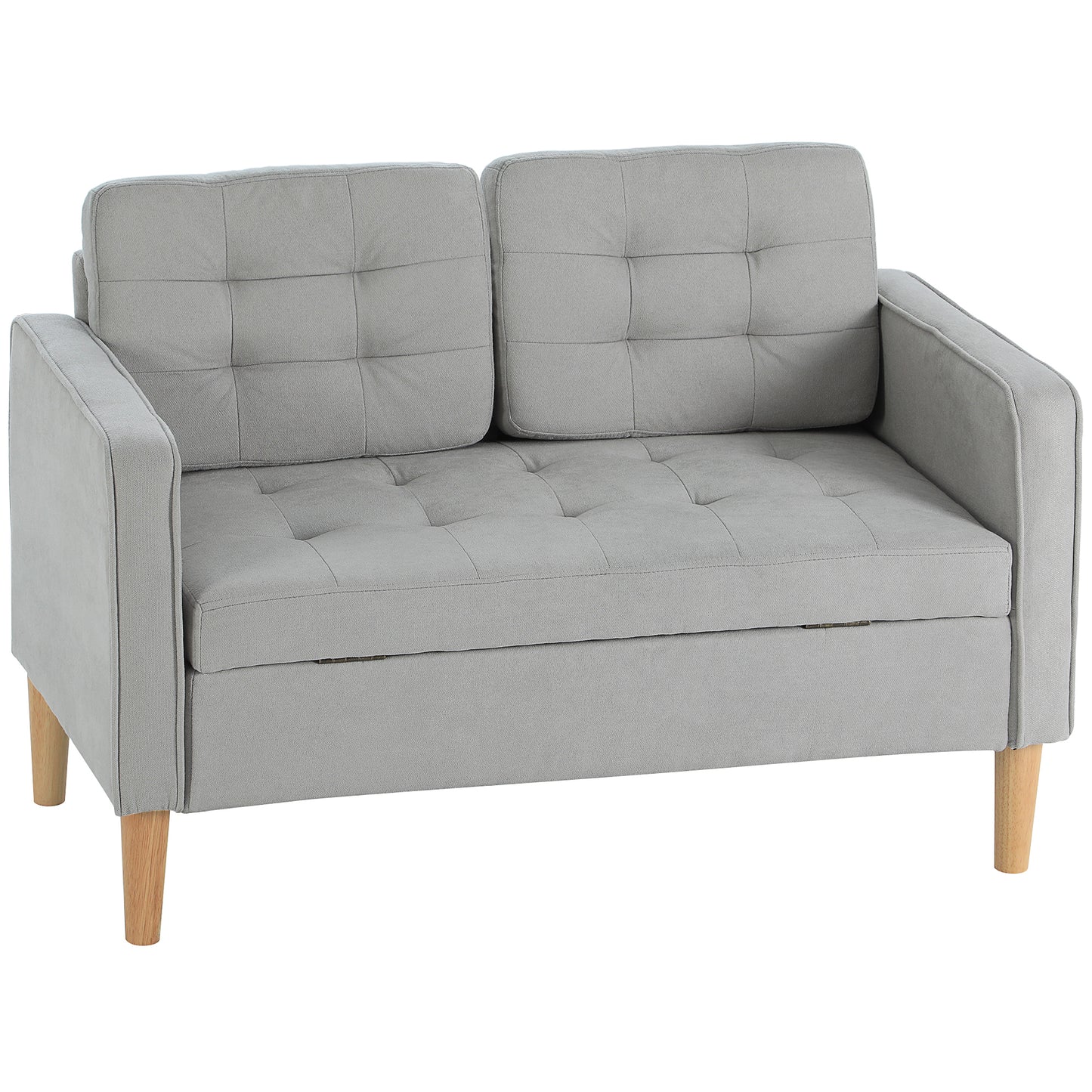 HOMCOM 2 Sitzer Sofa, Couch mit Stauraum, Gepolsterter Polstersofa, Doppelsofa mit Samtoptik für Wohnzimmer, Schlafzimmer, 117x 62 x 78 cm  Aosom