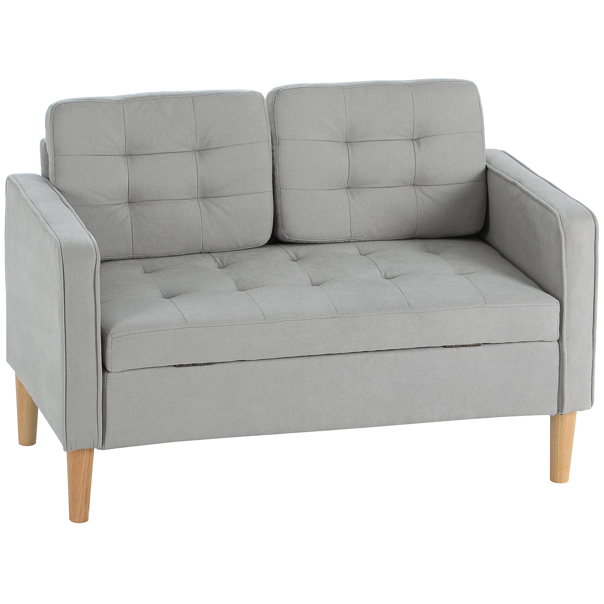 HOMCOM 2 Sitzer Sofa, Couch mit Stauraum, Gepolsterter Polstersofa, Doppelsofa mit Samtoptik für Wohnzimmer, Schlafzimmer, 117x 62 x 78 cm  Aosom