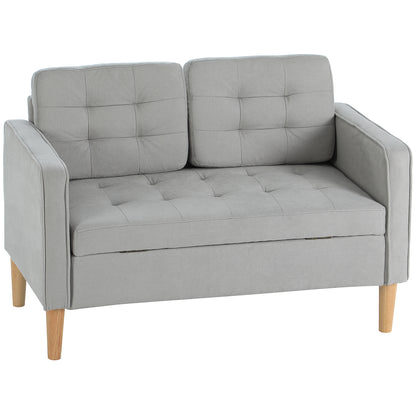 HOMCOM 2 Sitzer Sofa, Couch mit Stauraum, Gepolsterter Polstersofa, Doppelsofa mit Samtoptik für Wohnzimmer, Schlafzimmer, 117x 62 x 78 cm  Aosom
