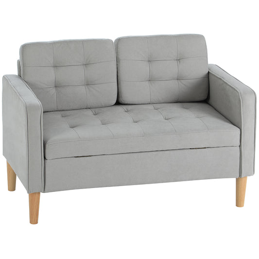 HOMCOM 2 Sitzer Sofa, Couch mit Stauraum, Gepolsterter Polstersofa, Doppelsofa mit Samtoptik für Wohnzimmer, Schlafzimmer, 117x 62 x 78 cm  Aosom