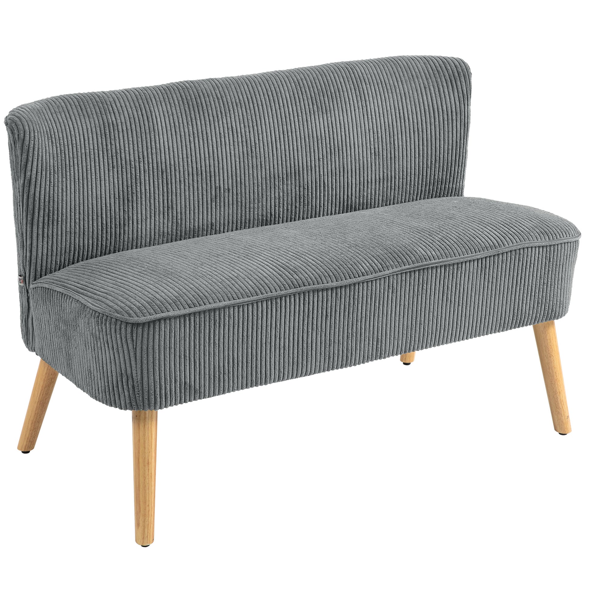 HOMCOM kleines Küchensofa, Speisesofa Küchensofa, Holzbeine, Doppelsofa für Wohnzimmer, Schlafzimmer, Grau   Aosom.de