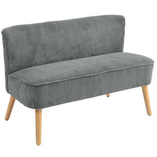 HOMCOM kleines Küchensofa, Speisesofa Küchensofa, Holzbeine, Doppelsofa für Wohnzimmer, Schlafzimmer, Grau   Aosom.de