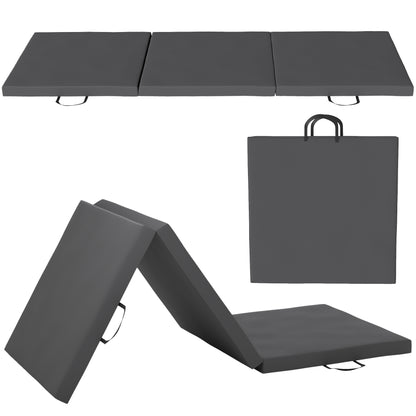 HOMCOM Klappbare Gymnastikmatte, dicke Turnmatte, 180 x 60 x 5 cm, mit Griff, Bodenmatte für Yoga, Sport, Fitness, Pilates, synthetischer Bezug, grau   Aosom