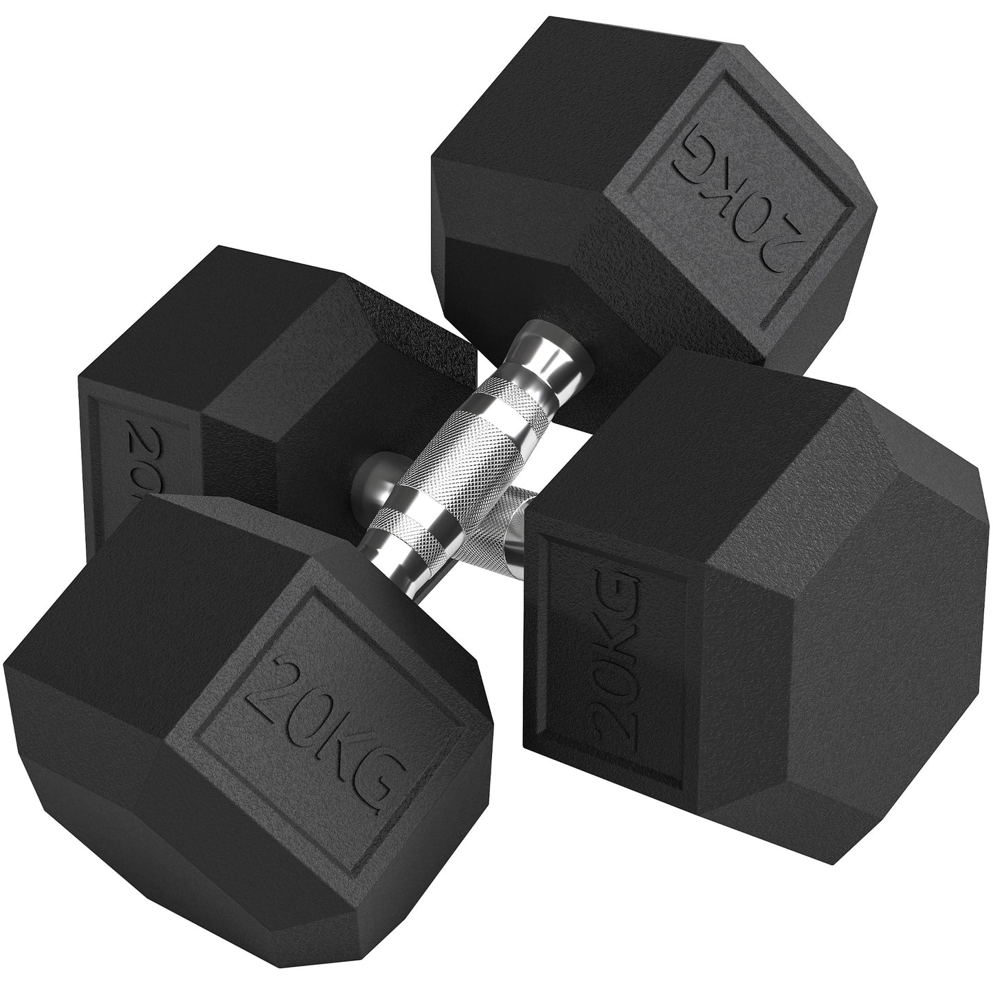 HOMCOM Hantelset, 2er Set Hanteln mit gerändeltem Griff, Kurzhantelset aus Gusseisen, 2 x 20 kg, Kurzhanteln für Männer und Frauen, Dumbbell Set für Zuhause, Fitnessstudio, Krafttraining   Aosom