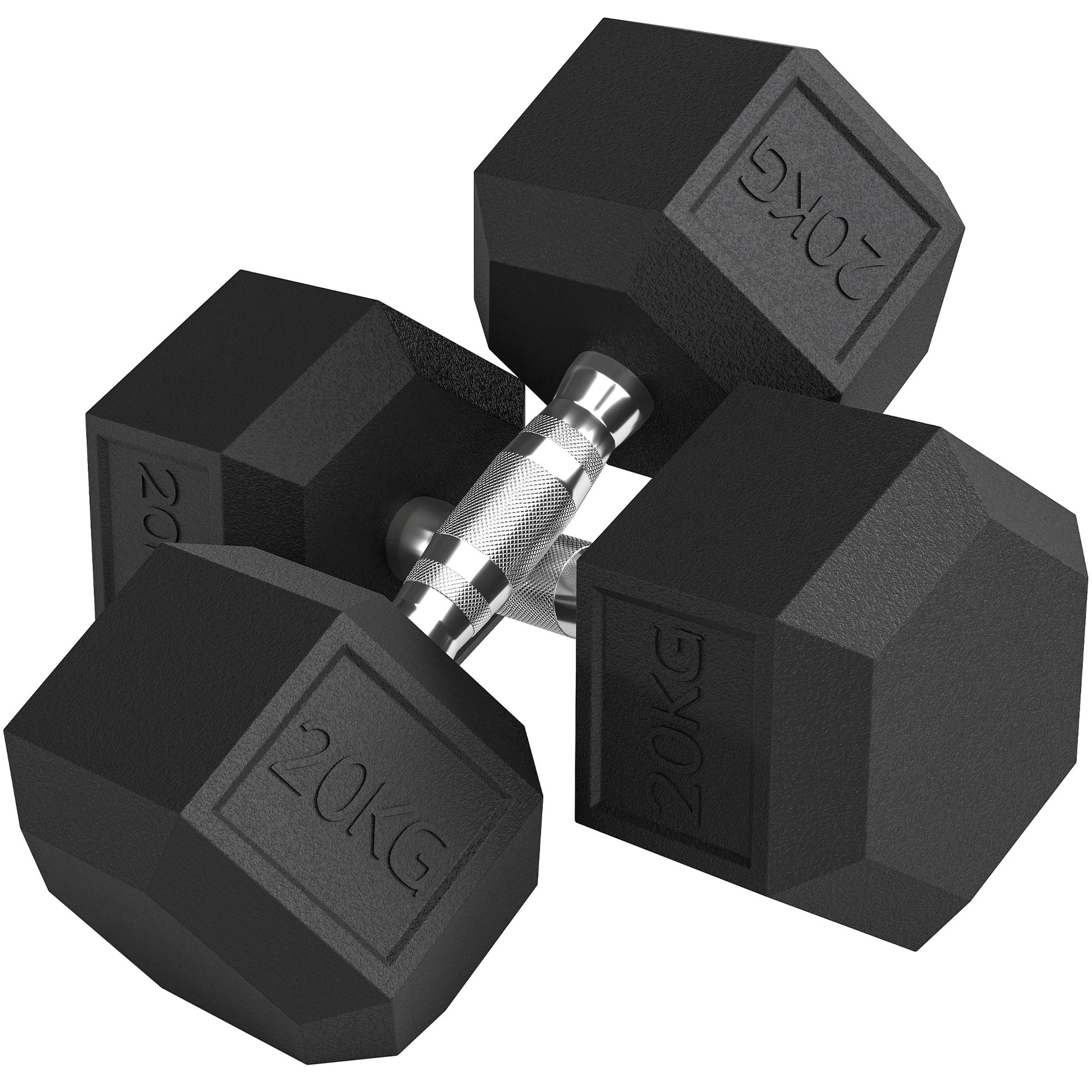 HOMCOM Hantelset, 2er Set Hanteln mit gerändeltem Griff, Kurzhantelset aus Gusseisen, 2 x 20 kg, Kurzhanteln für Männer und Frauen, Dumbbell Set für Zuhause, Fitnessstudio, Krafttraining   Aosom