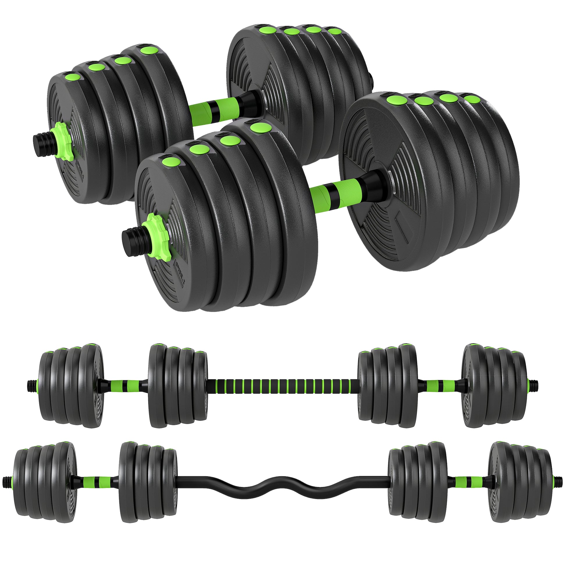 SPORTNOW 3-in-1 Hantelset verstellbar 30 KG Kurzhantel Set Kurzhanteln Langhanteln Hanteln Set Dumbbell mit Verbindungsrohr Kurzhantelset für Krafttraining Zuhause Fitnessstudio   Aosom