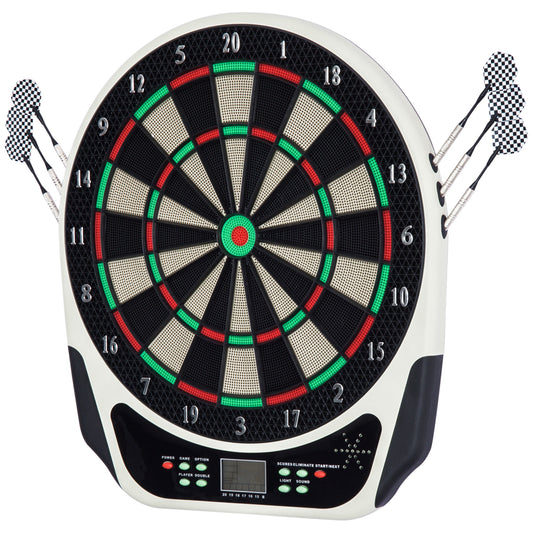 HOMCOM Elektronische Dartscheibe, Dartboard mit LCD-Display, 6 Darts, 24 Dartköpfe, 18 Spiele, 159 Trefferoptionen, für 8 Spieler   Aosom