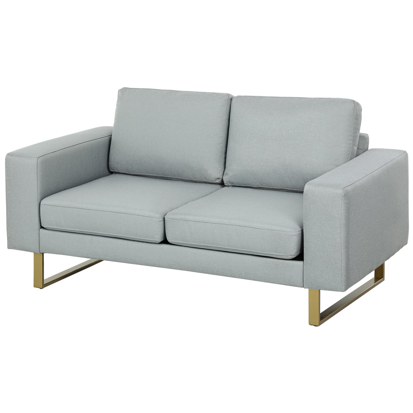 HOMCOM Sofa 2 Sitzer Couch mit Armlehne Doppelsofa Modern Polstersofa mit Leinenoptik, Kissen für Schlafzimmer Wohnzimmer, 145 x 82 x 78 cm, Hellgrau   Aosom