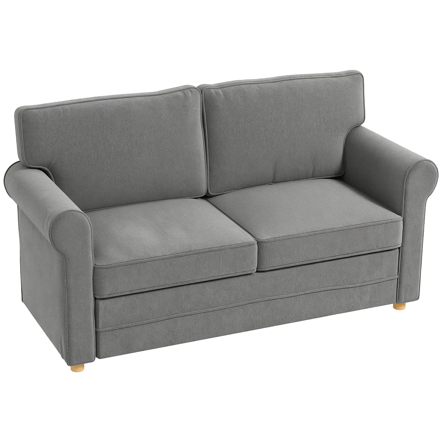 HOMCOM Sofa 2 Sitzer Couch mit Armlehne Dick Gepolstert Doppelsofa Modern Polstersofa mit S-Feder, Leinenoptik, Holzbeine für Schlafzimmer Wohnzimmer, 150 x 74 x 86 cm, Dunkelgrau   Aosom