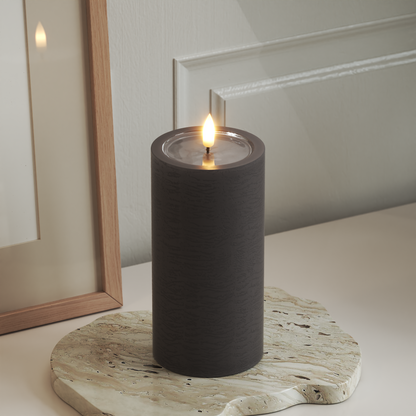 Einzigartig LED Blockkerzen D 7,5 x 15 cm Mokka