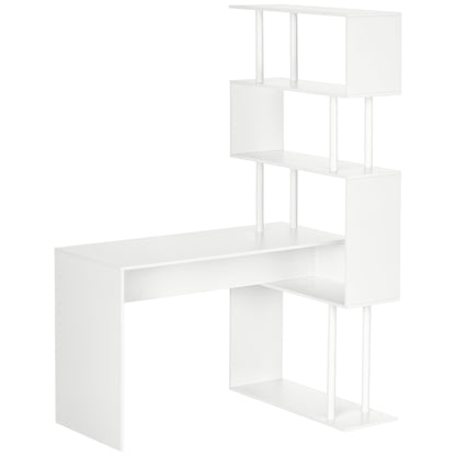HOMCOM Eckschreibtisch, L-Form Schreibtisch, Computertisch mit 4 Ablagen, PC Tisch Winkelschreibtisch für Büro, Arbeitszimmer, 120 x 80 x 176, Weiß   Aosom