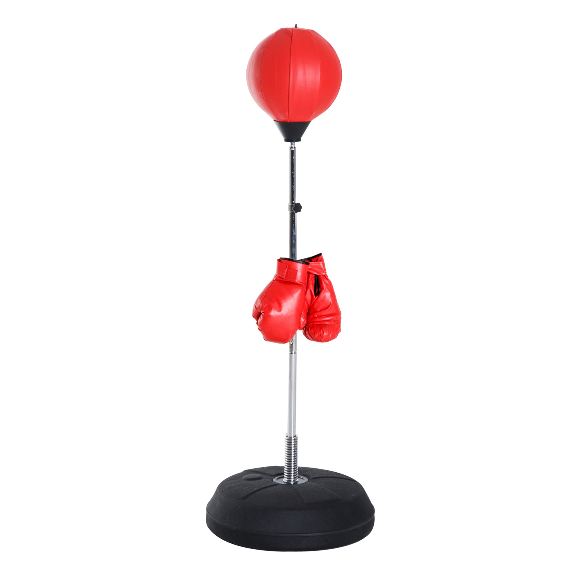SPORTNOW Boxsack, 1,26-1,44 m Boxständer mit Handschuhe, Punchingball, höhenverstellbar Standboxball, Standboxtrainer für Boxing, Kunstleder  Aosom