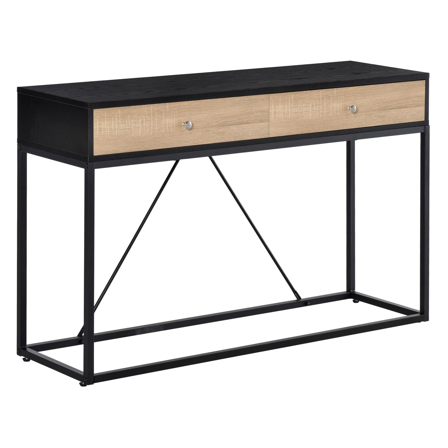 HOMCOM Konsolentisch Eingangstisch Modern für Wohnzimmer 2 Schubladen Metallrahmen Maße 120 x 35 x 75 cm   Aosom