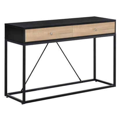 HOMCOM Konsolentisch Eingangstisch Modern für Wohnzimmer 2 Schubladen Metallrahmen Maße 120 x 35 x 75 cm   Aosom