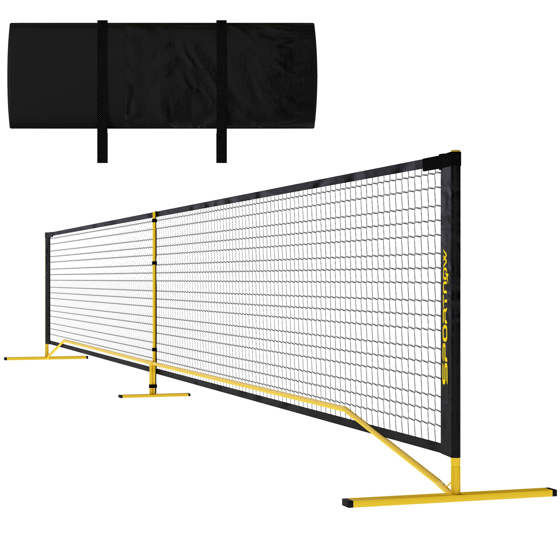SPORTNOW Pickleball-Netz tragebar, 6,7 m mit Tragetasche, Metallrahmen für Indoor Outdoor Gelb   Aosom