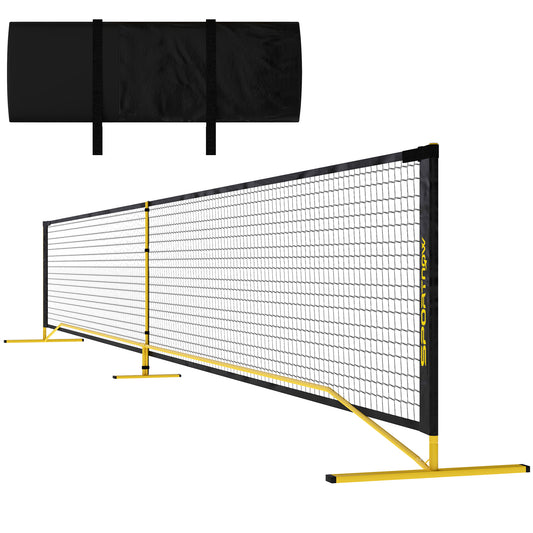 SPORTNOW Pickleball-Netz tragebar, 6,7 m mit Tragetasche, Metallrahmen für Indoor Outdoor Gelb   Aosom