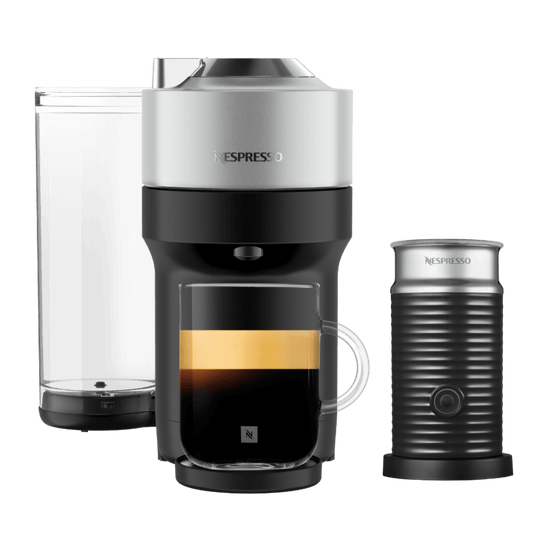 Nespresso VERTUO Pop+ Silver & Aeroccino3 schwarz Vertuo Kaffeemaschine