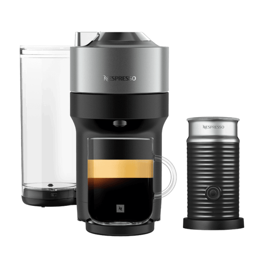 Nespresso VERTUO Pop+ Titan & Aeroccino3 schwarz Vertuo Kaffeemaschine