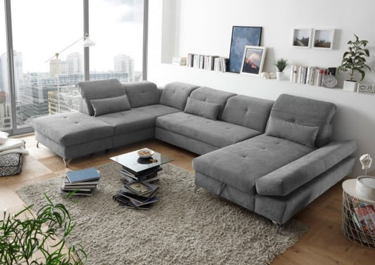 Wohnlandschaft Melfi von Ed Exciting Design – Modernes U-Form Sofa mit Schlaffunktion und Bettkasten
